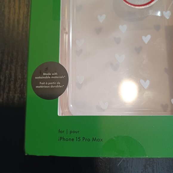 Kate Spade iPhone 15 Pro Max Protective MagSafe Case Clear With White Hearts NEW - Picture 4 of 7